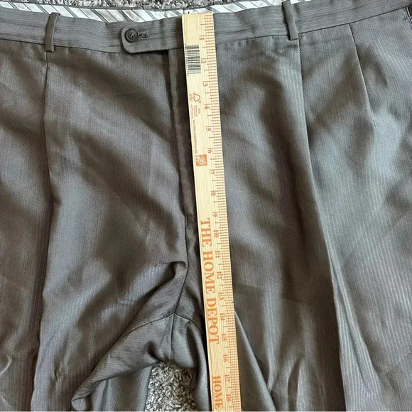 VTG PHAT FARM Premium Dress Pants Mens 51R Slacks Gray Silver Satin Pleat Cuff - Picture 9 of 10